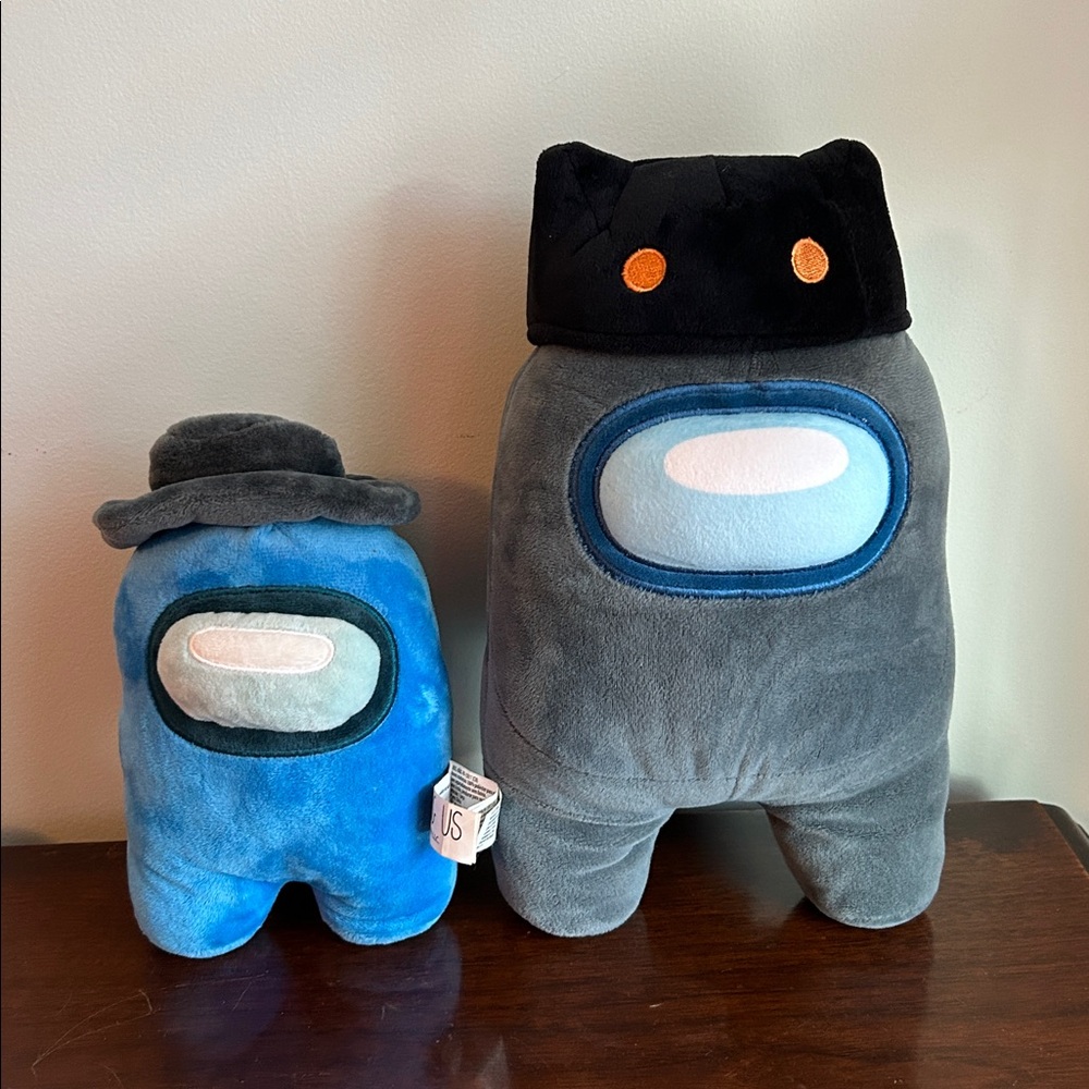 Lot of 2 Among Us Plush Black Cat Hat Crewmate